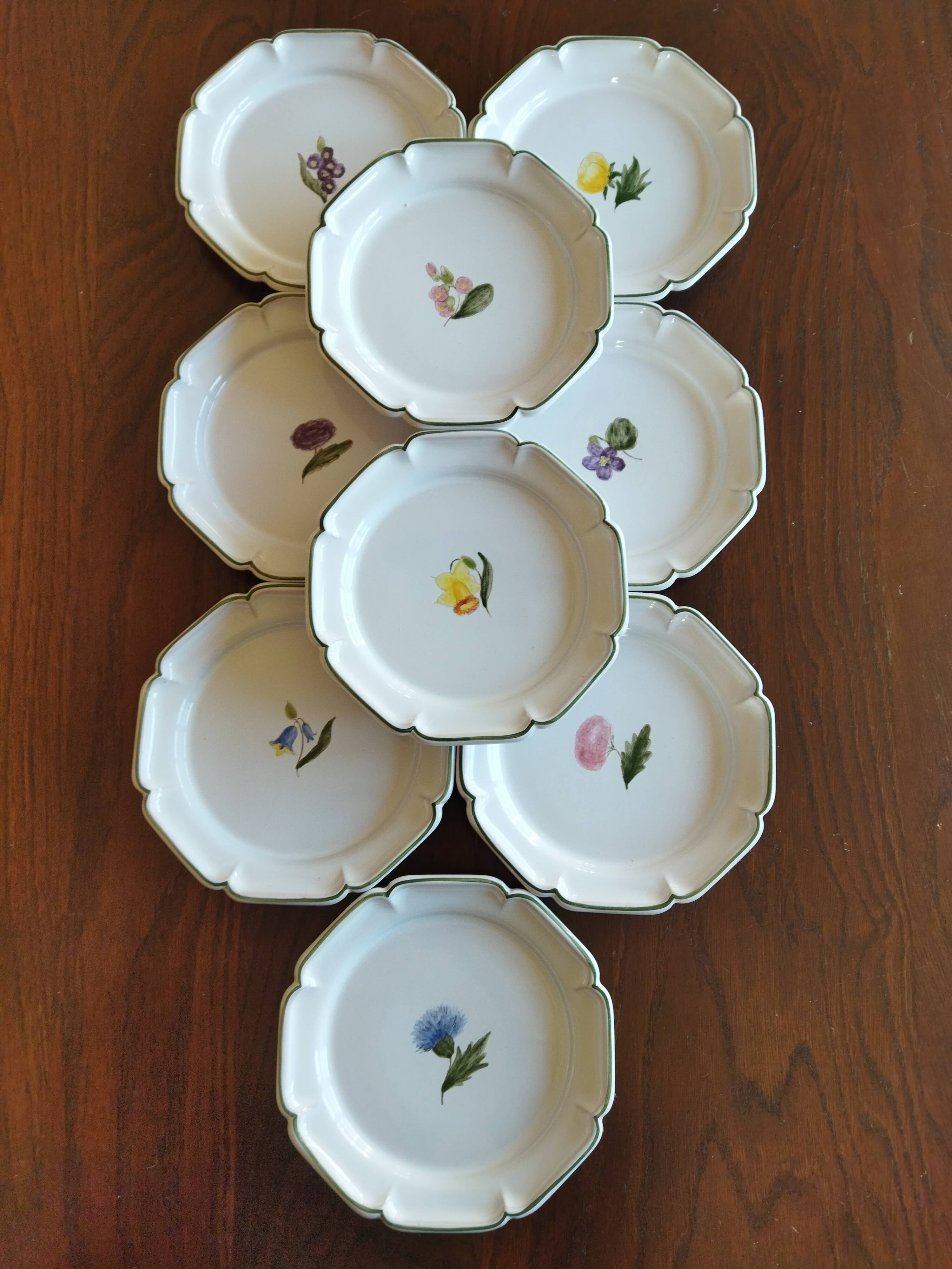 9 earthenware cake plates Molton France