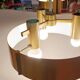Italian 3-light suspension UFO brushed aluminium and golden brass 1970