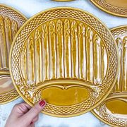 6 asparagus plates in slurry earthenware made in france 1970