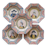 Set of 5 Henriot Quimper soup plates