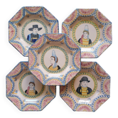 Set of 5 Henriot Quimper soup plates