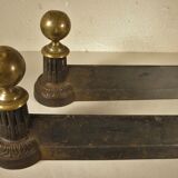 Pair of cast iron and brass chenets