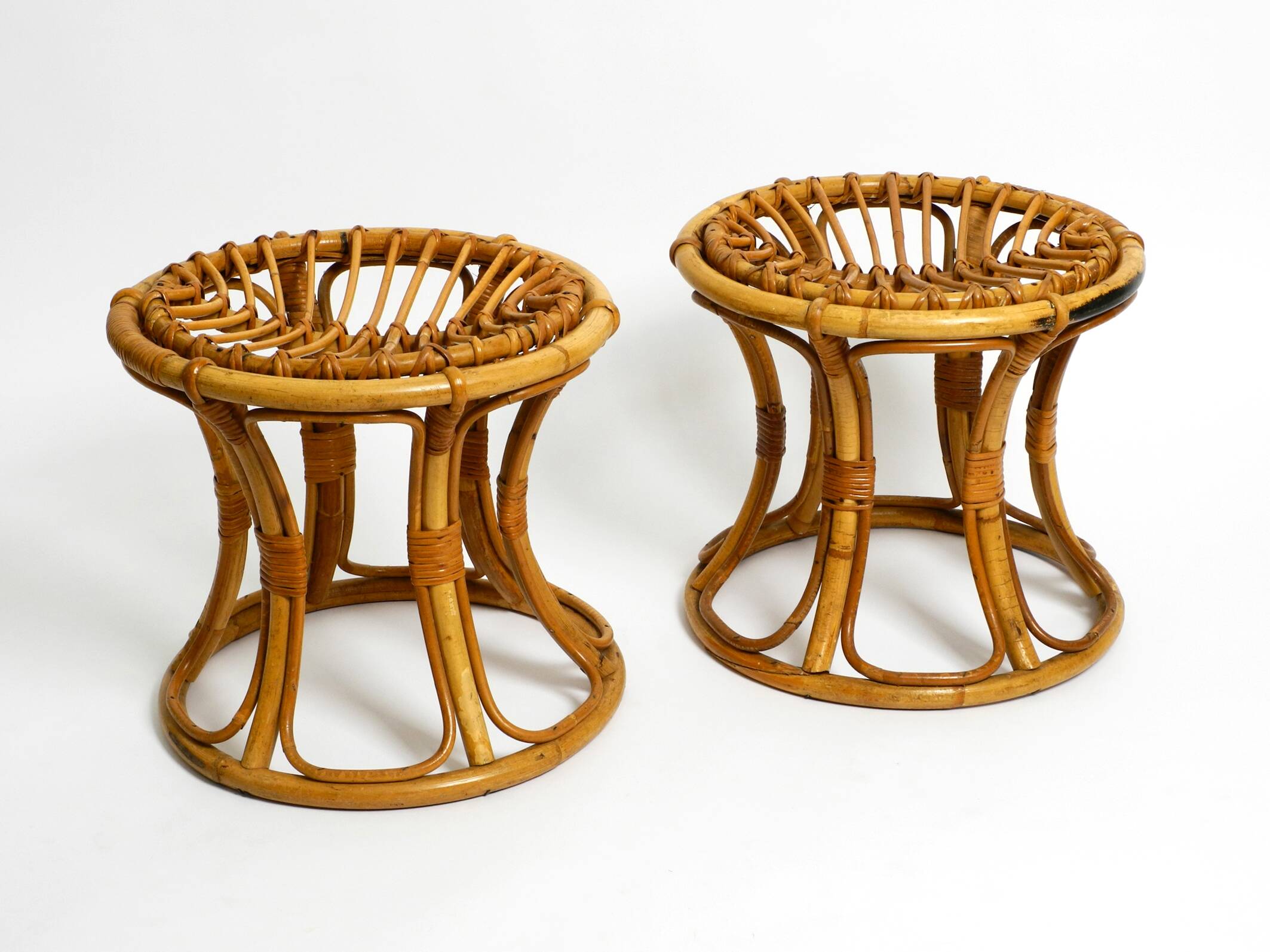 Pair of beautiful rare original 1960's Italian bamboo stools