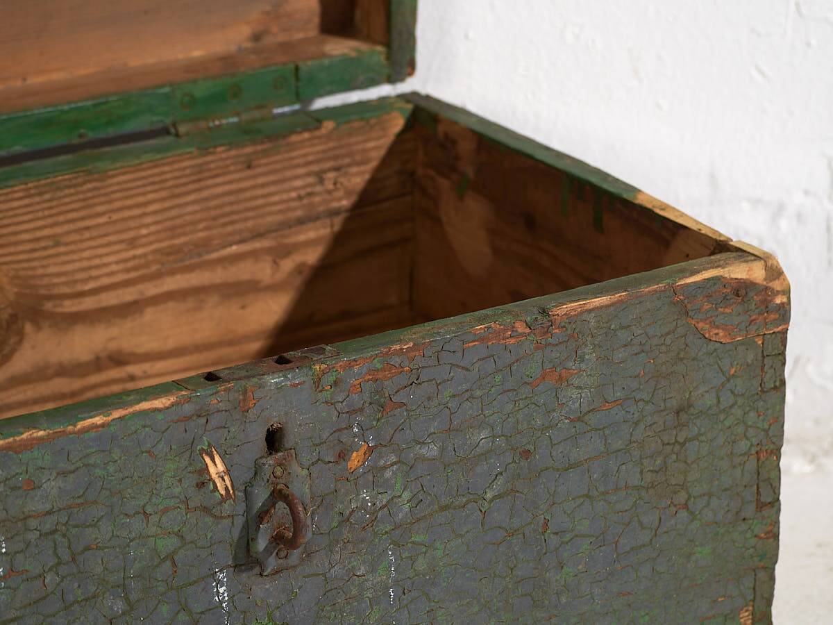 Antique military chest with green patina (c.1910) #67