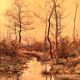 Louis Tauzin (1842-1915), “Landscape at the river” watercolor signed and framed