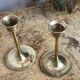 Pair of candlesticks, minimalist design in brass