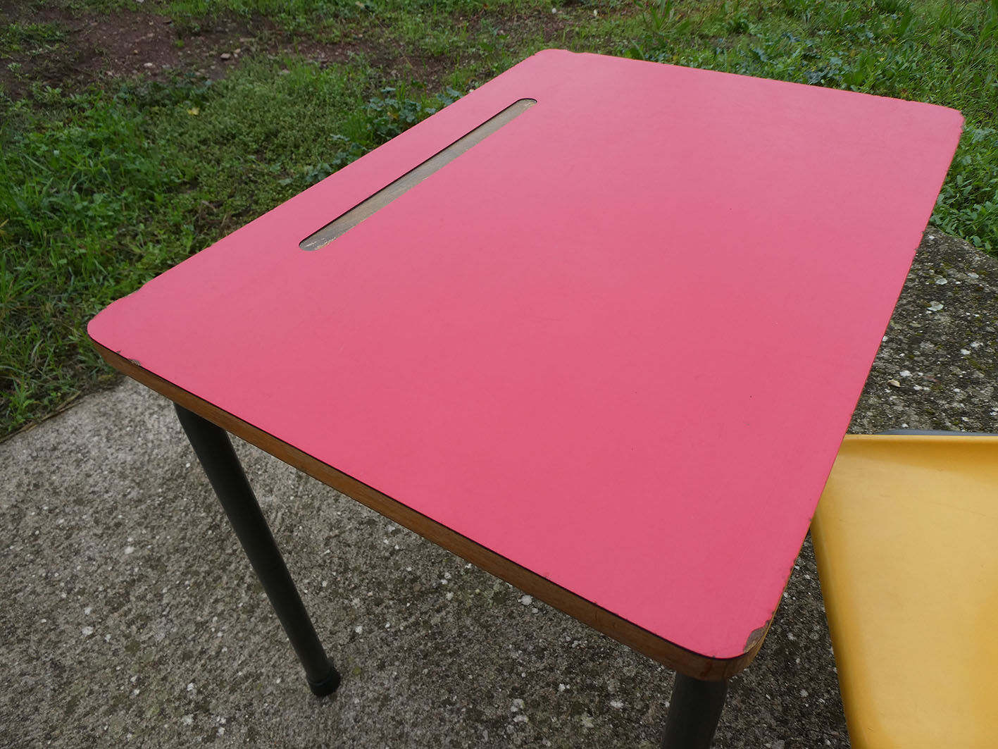 Child desk and vintage schoolboy chair