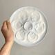 12 Saint Amand oyster plates, sky blue and white