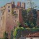 Oil on wood panel CHATEAU DE CLISSON 44 by PIERRE BERTRAND, frame 1940