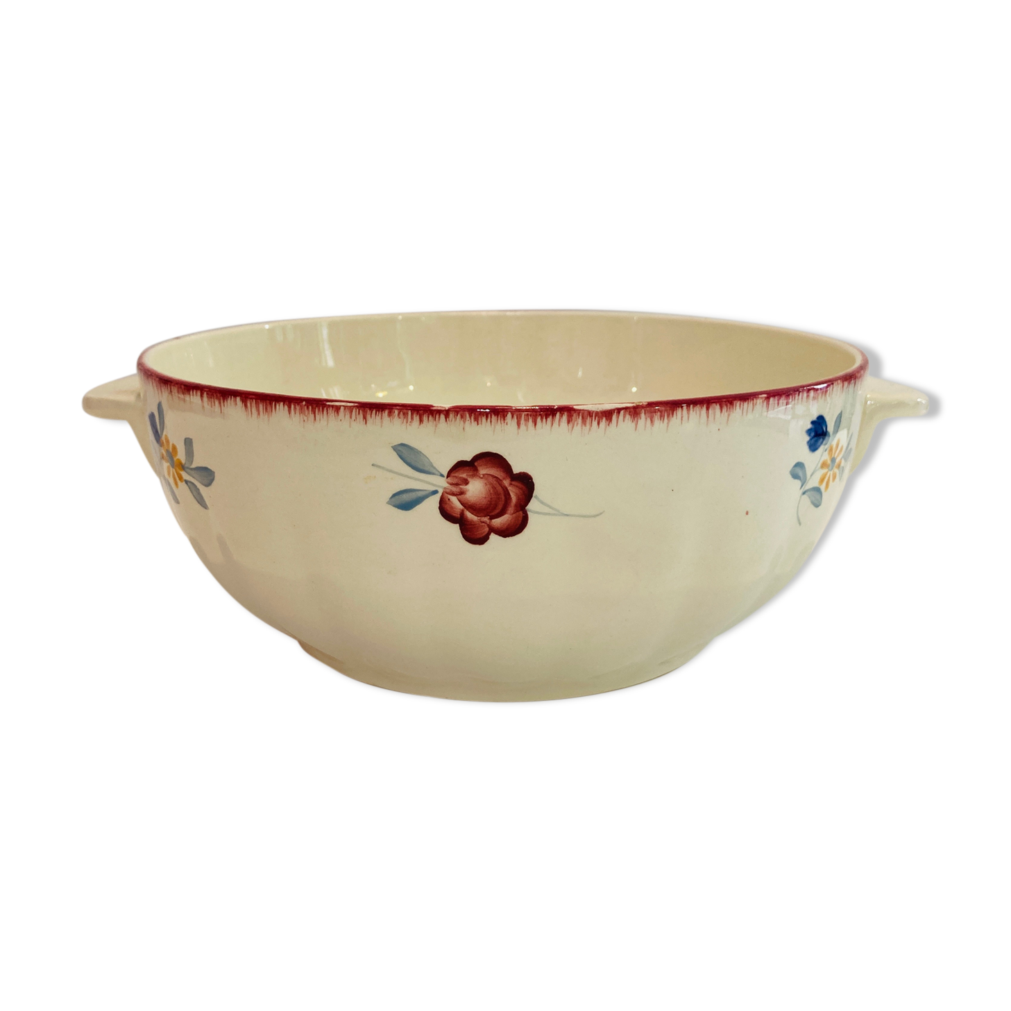 Salad bowl in faience model maryvonne floral