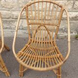 Pair of Audoux & Minnet wicker armchairs