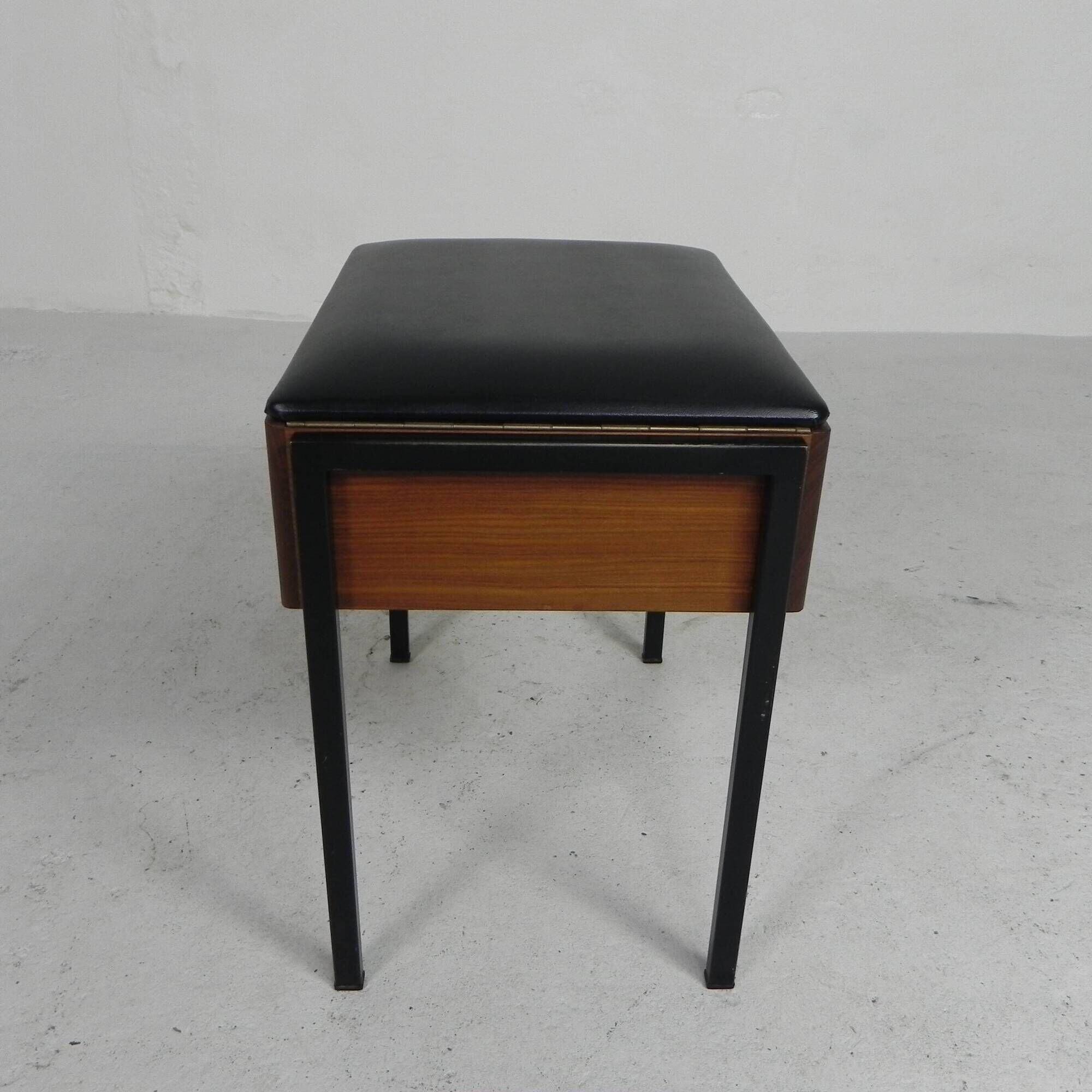 Aristo teak wooden sewing supplies stool, piano stool, 1960s