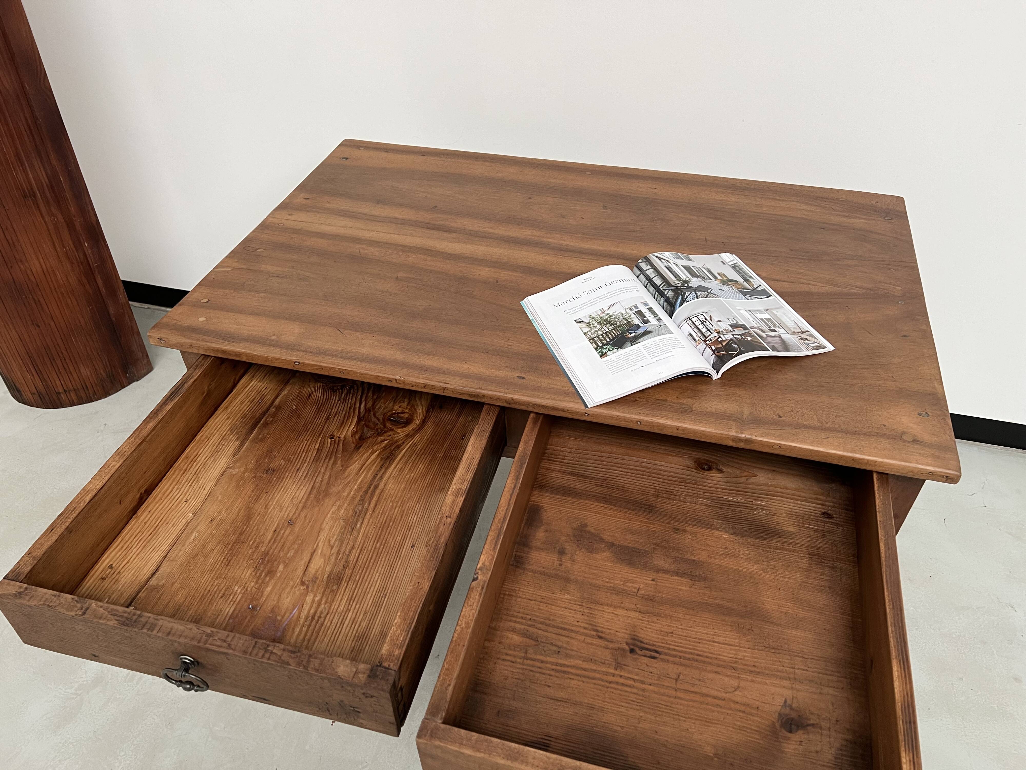 1900 solid walnut desk with two drawers