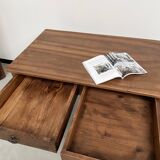 1900 solid walnut desk with two drawers