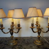 Paire de chandeliers électrifiés bronze doré