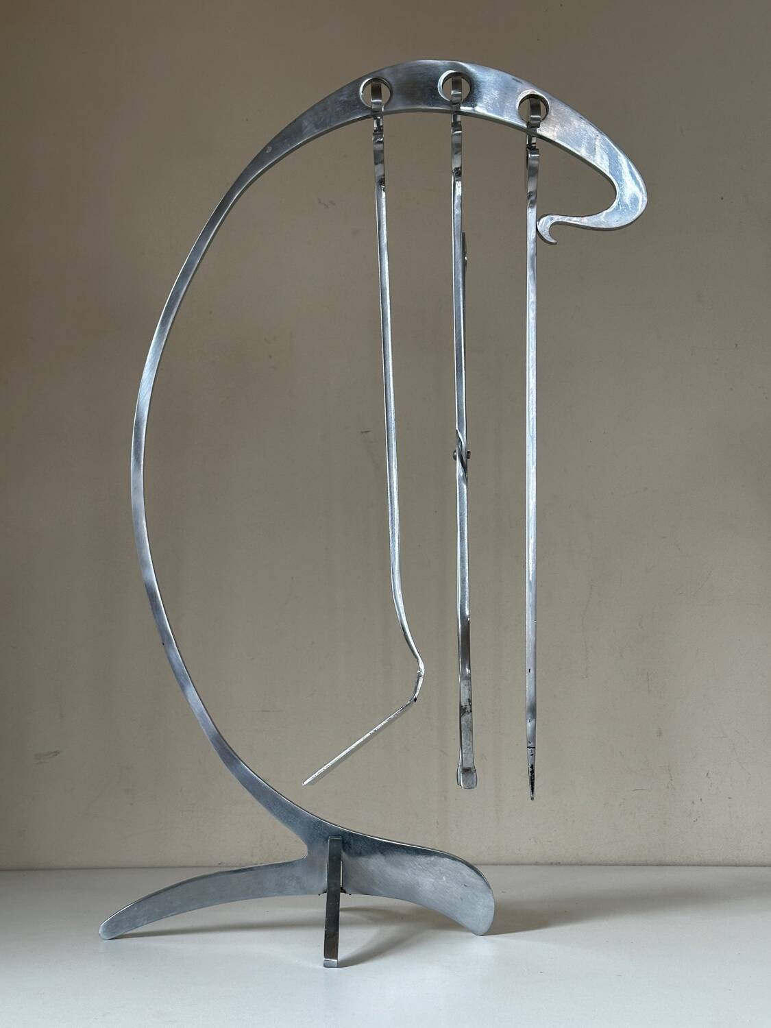 Jean Paul Creations fireplace tool set, 1970s design