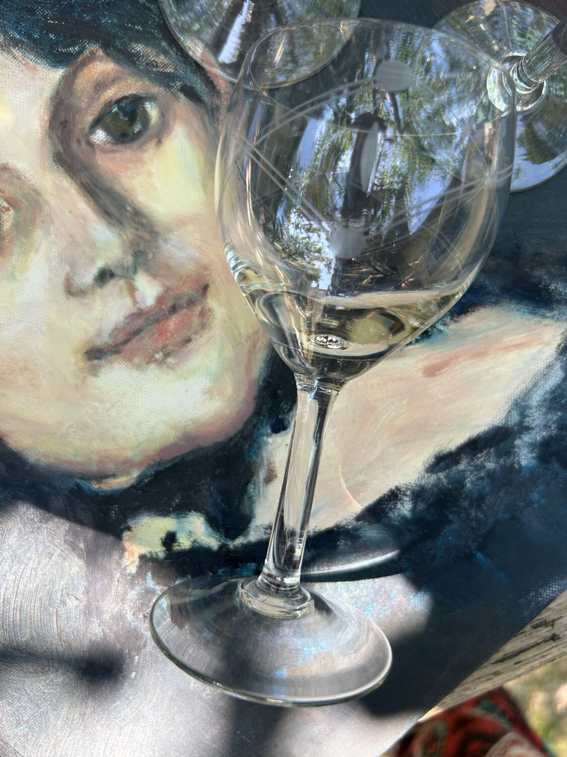 Series of 10 engraved crystal wine glasses