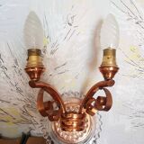 Lot de deux appliques double verre et métal