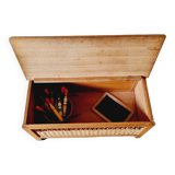 Oak and rattan chest bench 1960