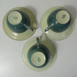 3 old lunches and saucers in faience of Longchamp