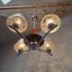 1960s Napako Mid-Century Modern Czech Four-Arm Glass Wood Chrome Chandelier