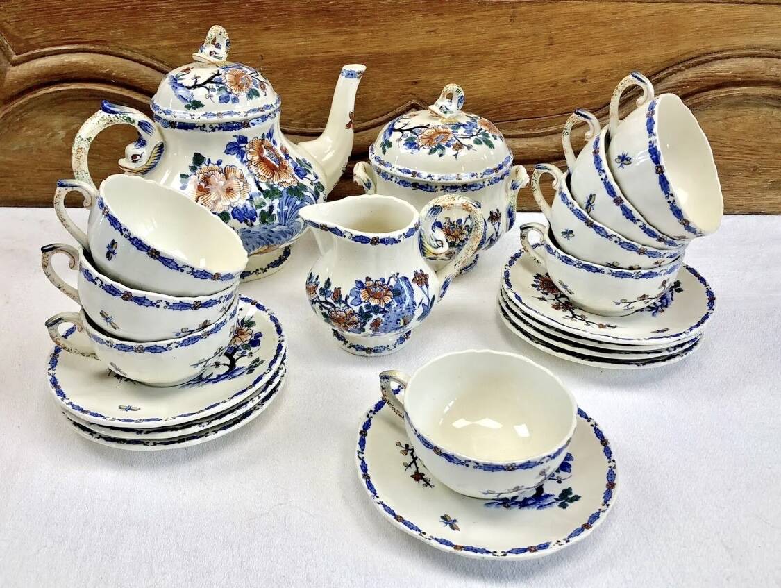 Gien sugar bowl rooster and peonies model 1938 1960