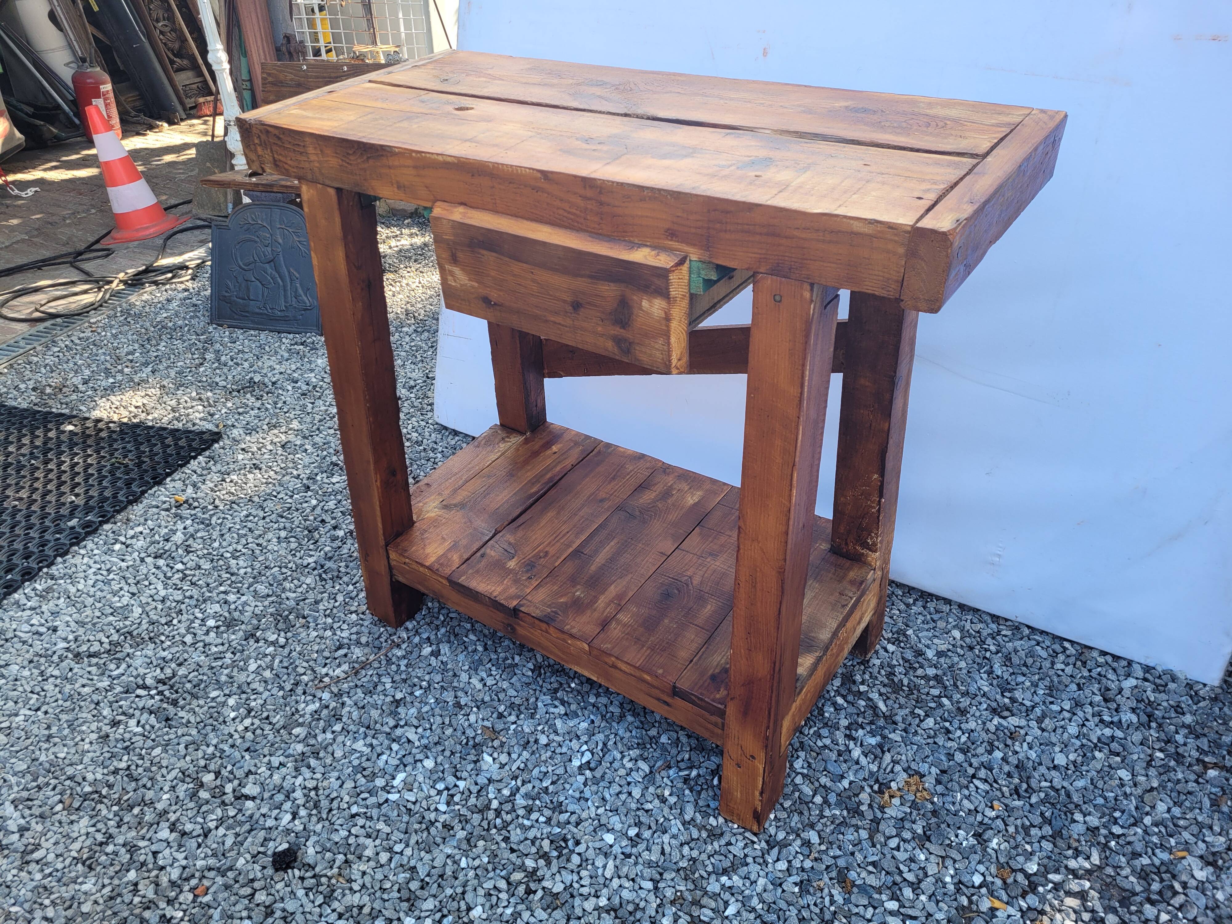 Wooden workbench 101×90cms with 1 drawer