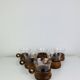 6 glass and teak cups in Scandinavian style, 1960s