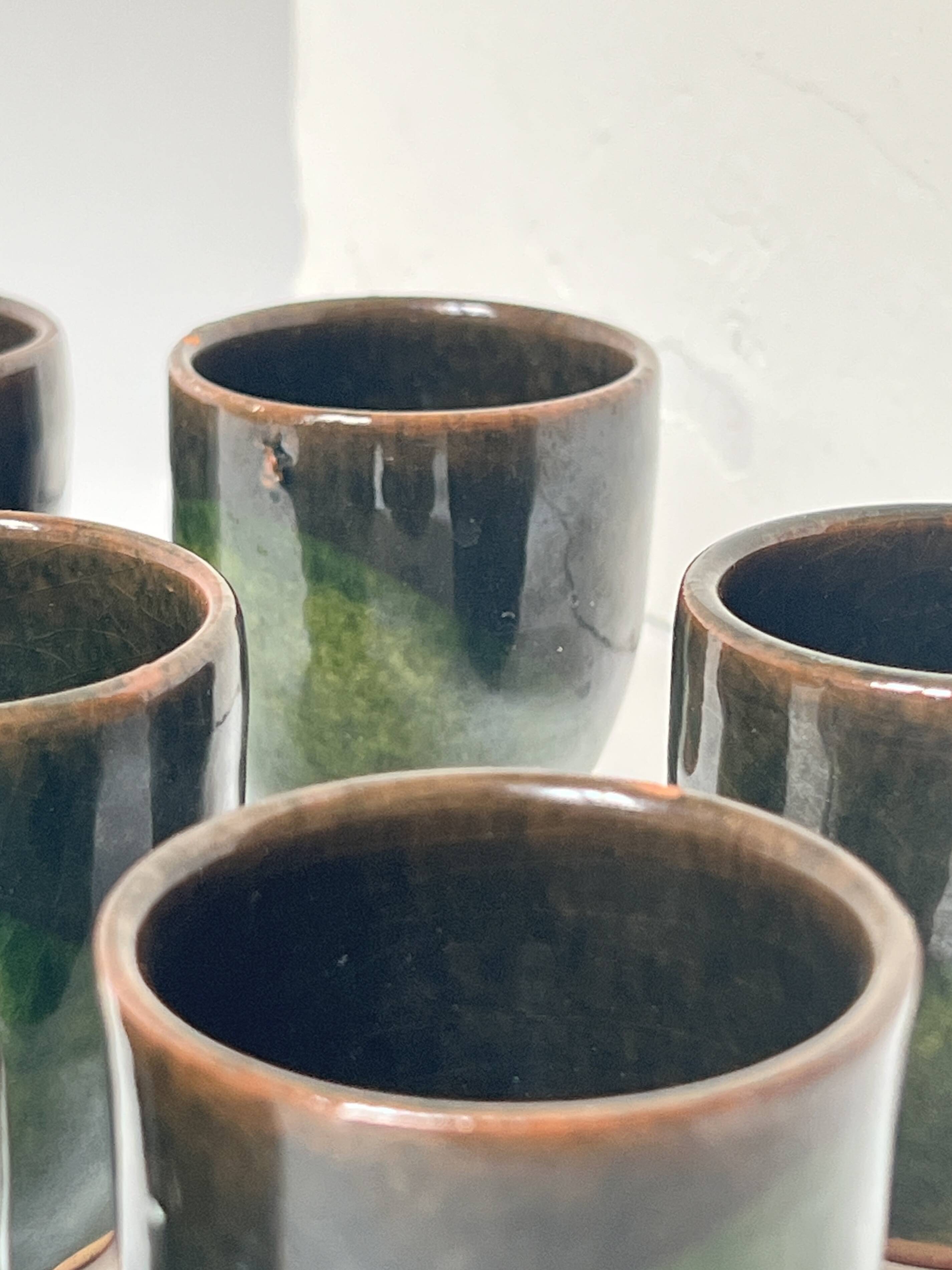 handmade ceramic service: 6-piece glazed stoneware coffee cups