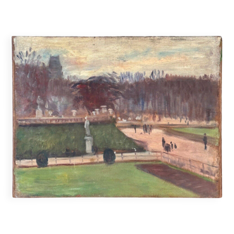 Oil on panel Guillot de Raffaillac Jardin du Luxembourg 1930