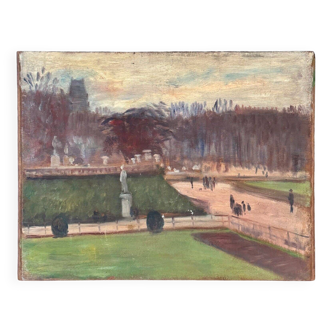 Huile sur panneau Guillot de Raffaillac - Jardin du Luxembourg 1930