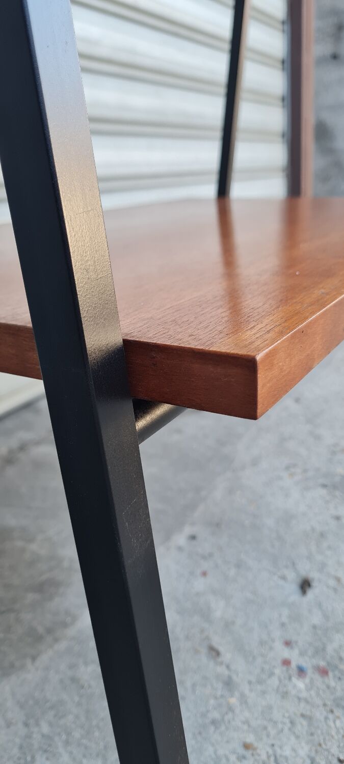 Teak and metal side table