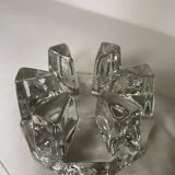Bougeoir en verre lourd, chauffe-assiette