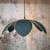 Suspension lamp flower, petals linen blue oil
