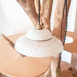 White opaline glass Clichy lamp, vintage pendant light