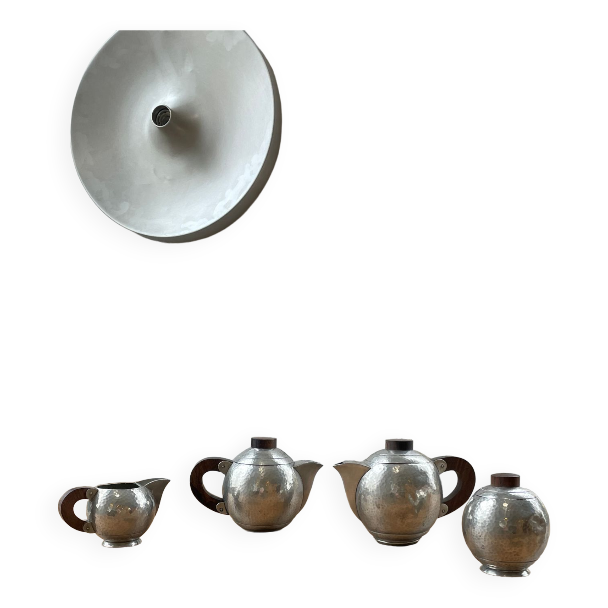 René Delavan Art Deco Pewter Teapot Set