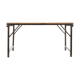 Folding dining room table with wooden tray and iron feet