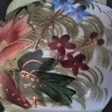 Hand-painted opaline vase, abstract floral patterns