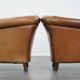 Set of 2 very comfortable light cognac-colored leather club armchairs in English style