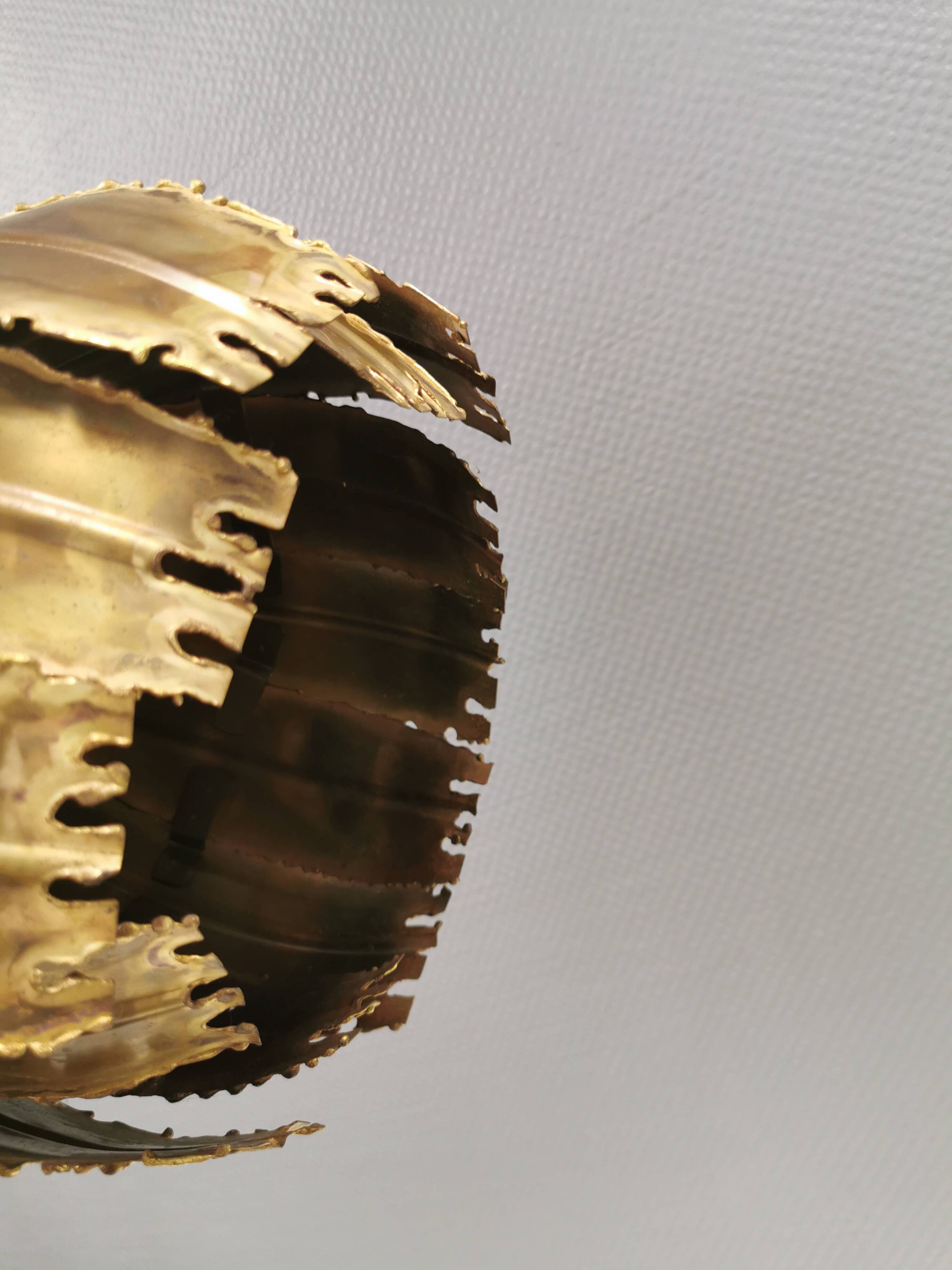 Brutalist flame-cut brass hanging lamp, by Svend Aage Holm Sørensen (SAHS)