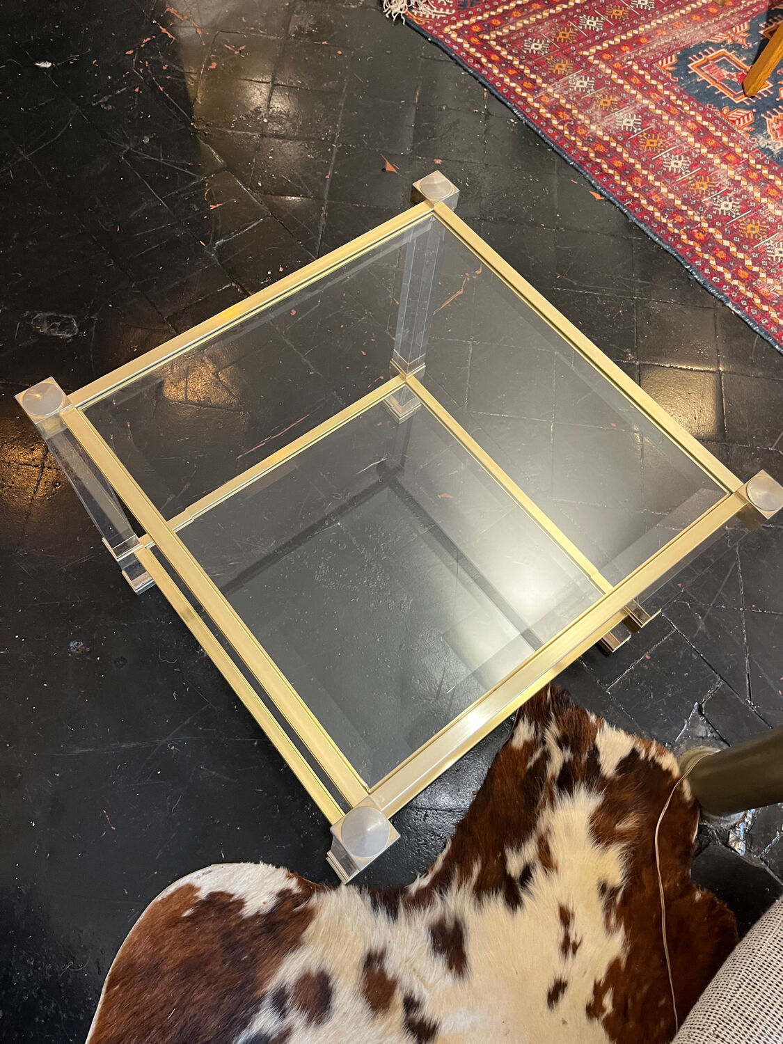 Bout de canape  plexiglas et verre 1960