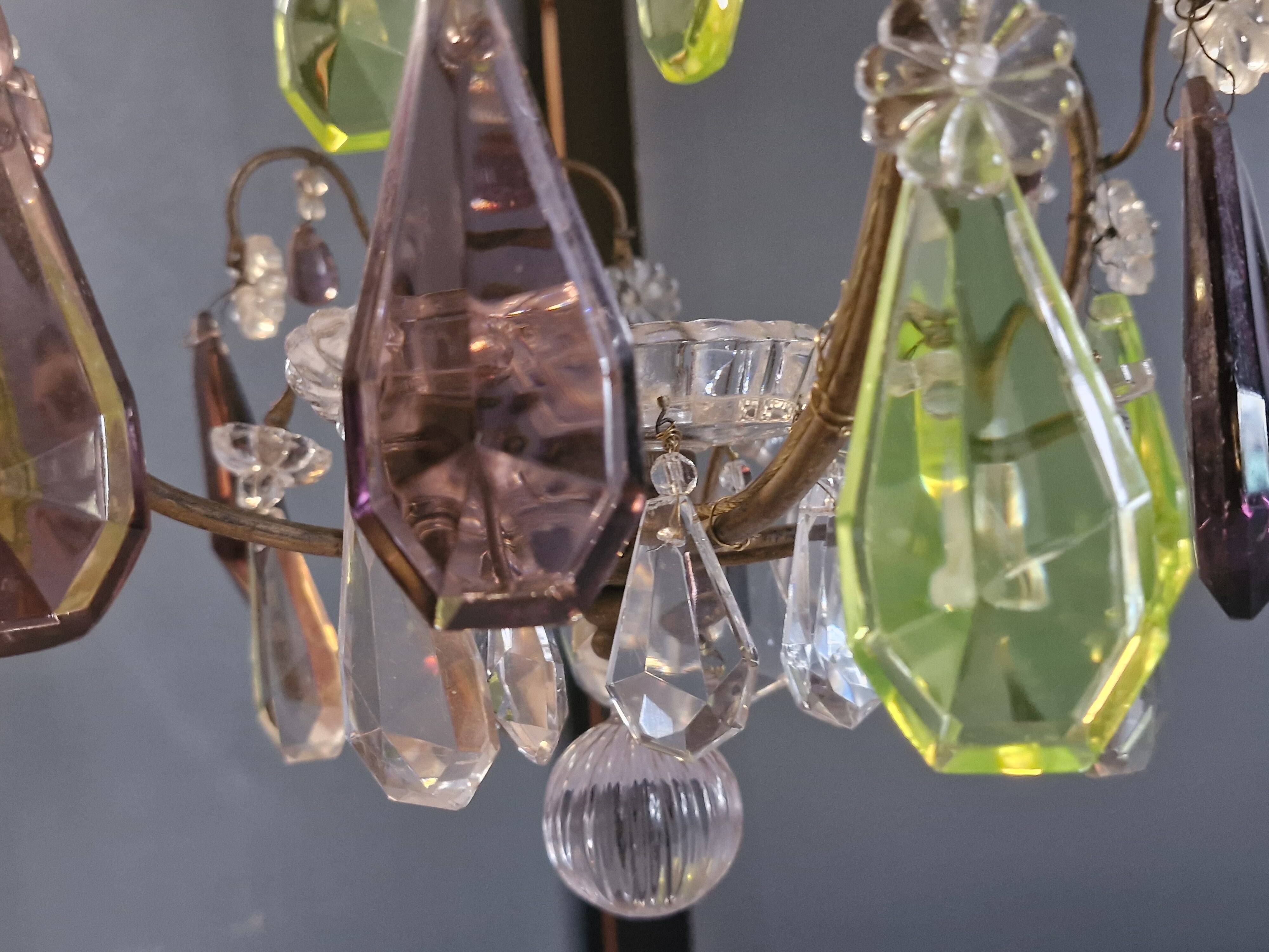 Small crystal boudoir chandelier - 1 light Bobeche signed Baccarat Epoque
