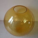 Old large lampshade globe ball sphere amber glass bubbles chandelier lighting fixture
