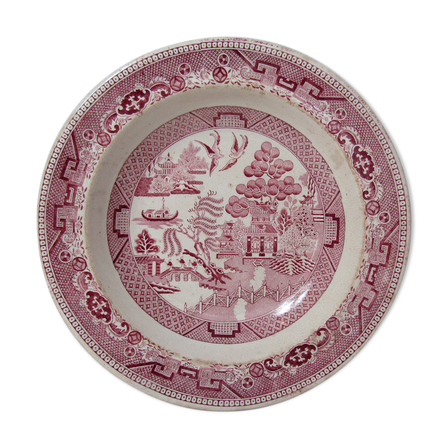 Ancient orientalist pink hollow dish