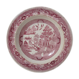 Ancien plat creux rose orientaliste