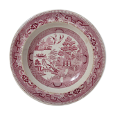 Ancien plat creux rose orientaliste
