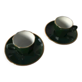 Pair of green apilco coffee cups