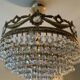 Vintage chandelier cascade of crystal and brass tassels