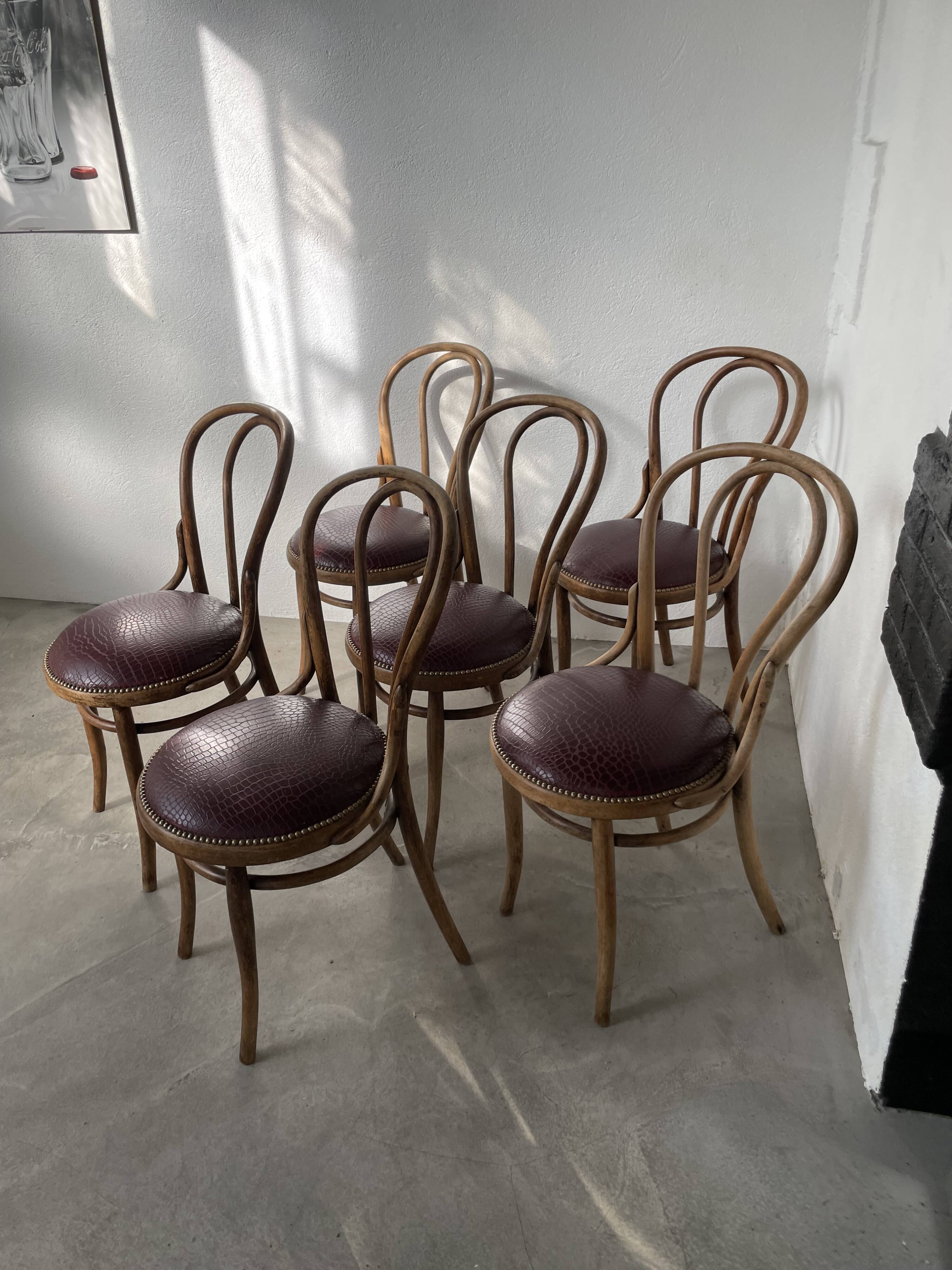 Lot of 6 Josef Kohn curved wood bistro chairs