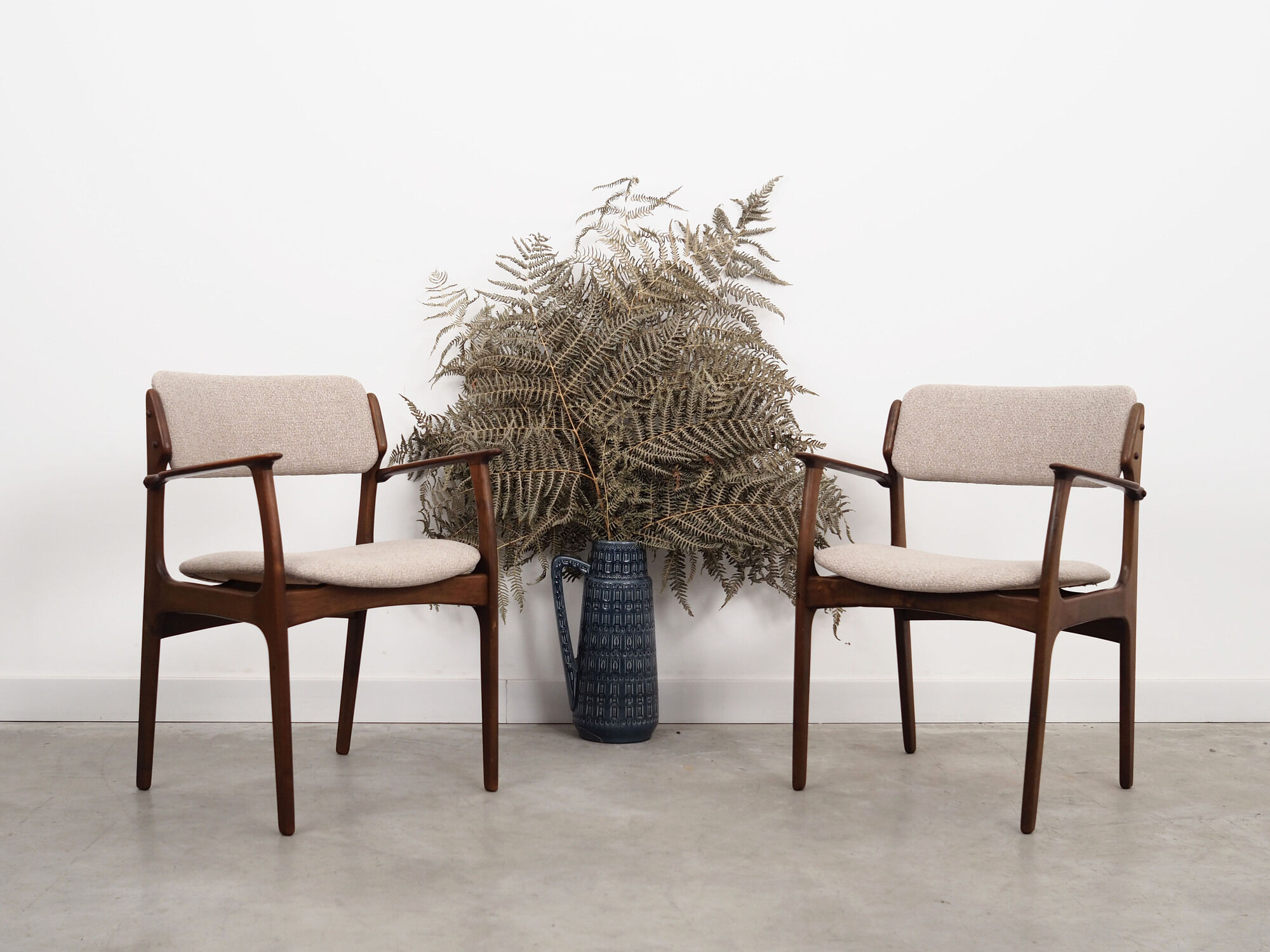 Set of two walnut chairs, Danish design, 1960s, designer: Erik Buch